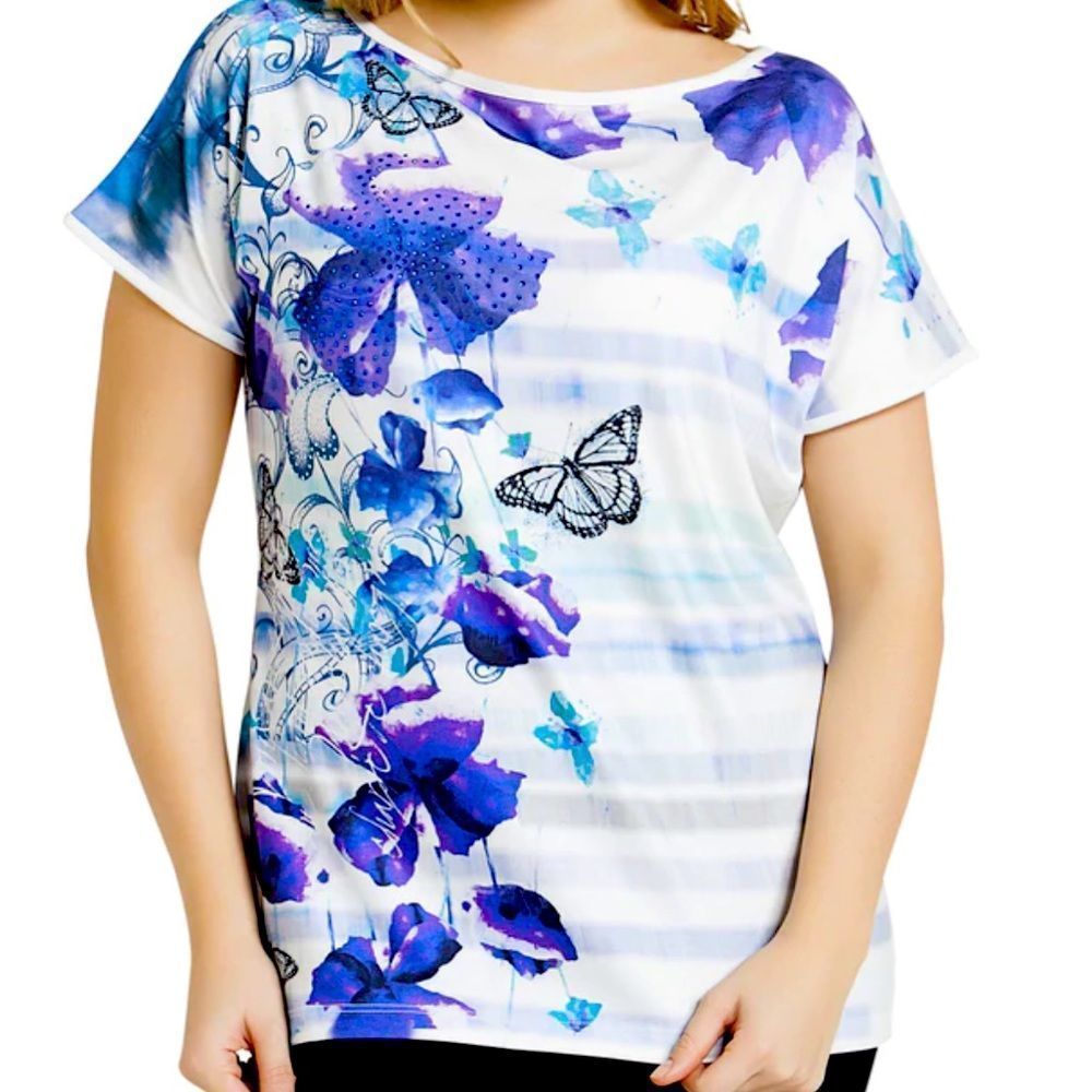 Tops & Plus Edith rhinestone accented top sizes 12, 14, 16